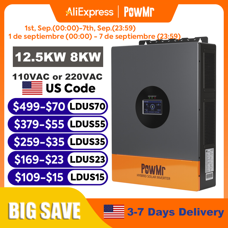 Drone Solar Charger - PowMr อินเวอร์เตอร์แบบแยกเฟส 12.5KW 8KW 110V หรือ